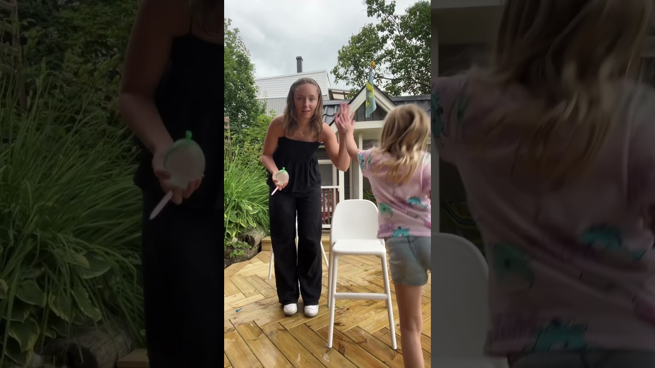 Water balloon Challenge 🩵💧 #challenge #youtubeshorts #sisters