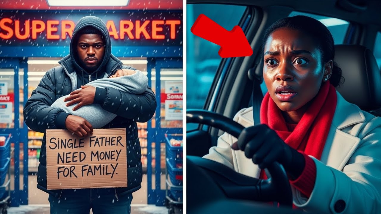 Billionaire Freezes Outside a Grocery Store After Seeing a Homeless Man With His Daughter Begging.