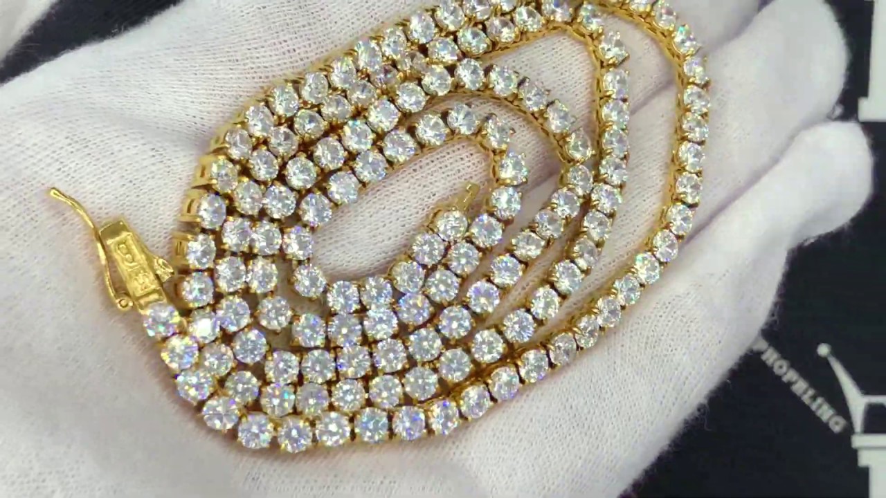 VVS Simulated Diamond Tennis Chain | Iced Out Hip Hop Jewelry Bling Bling HHBC1014G