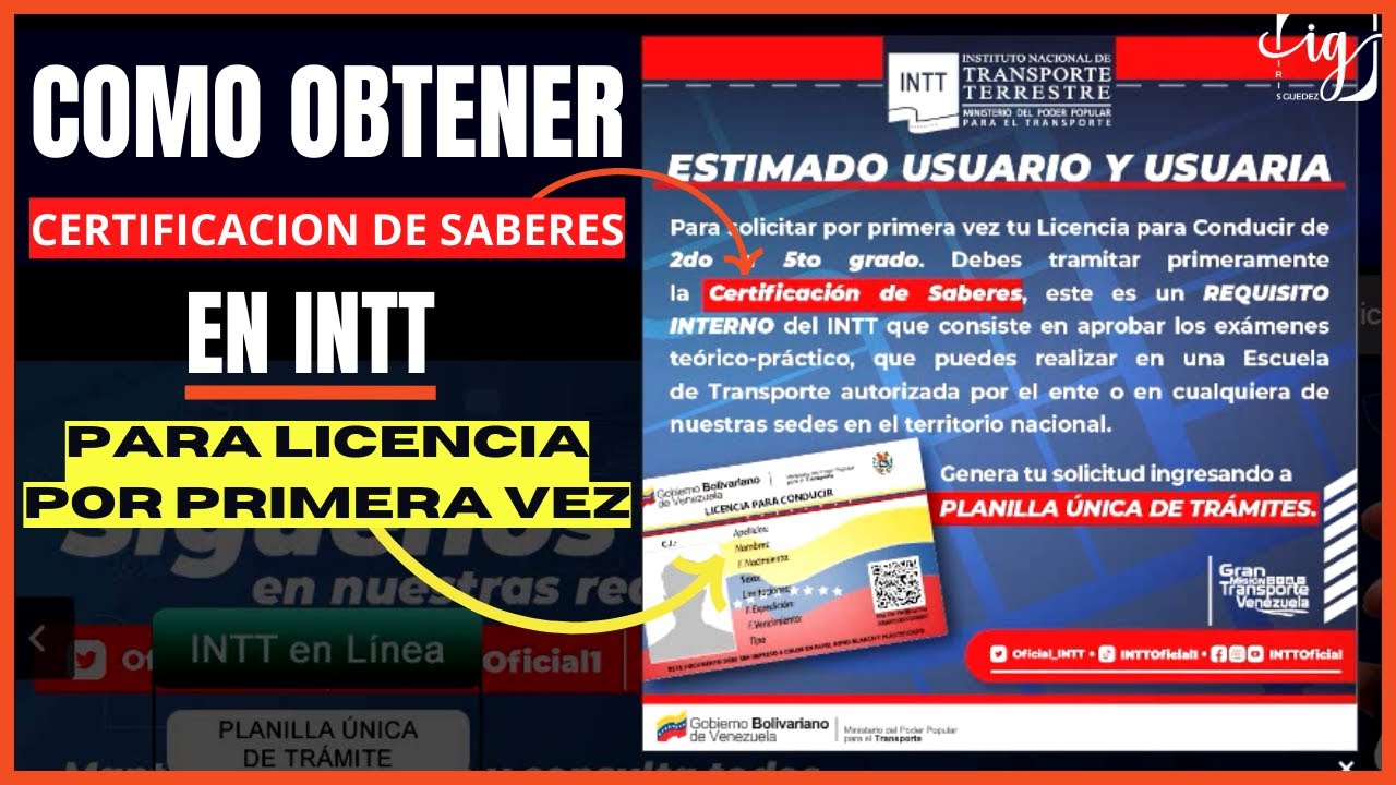 COMO SOLICITAR CERTIFICACION DE SABERES EN INTT 2023 PARA LICENCIA POR PRIMERA VEZ
