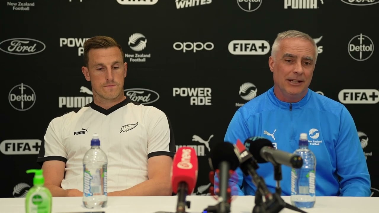 Chris Wood and Darren Bazeley brief the media ahead of New Zealand's second game against Australia