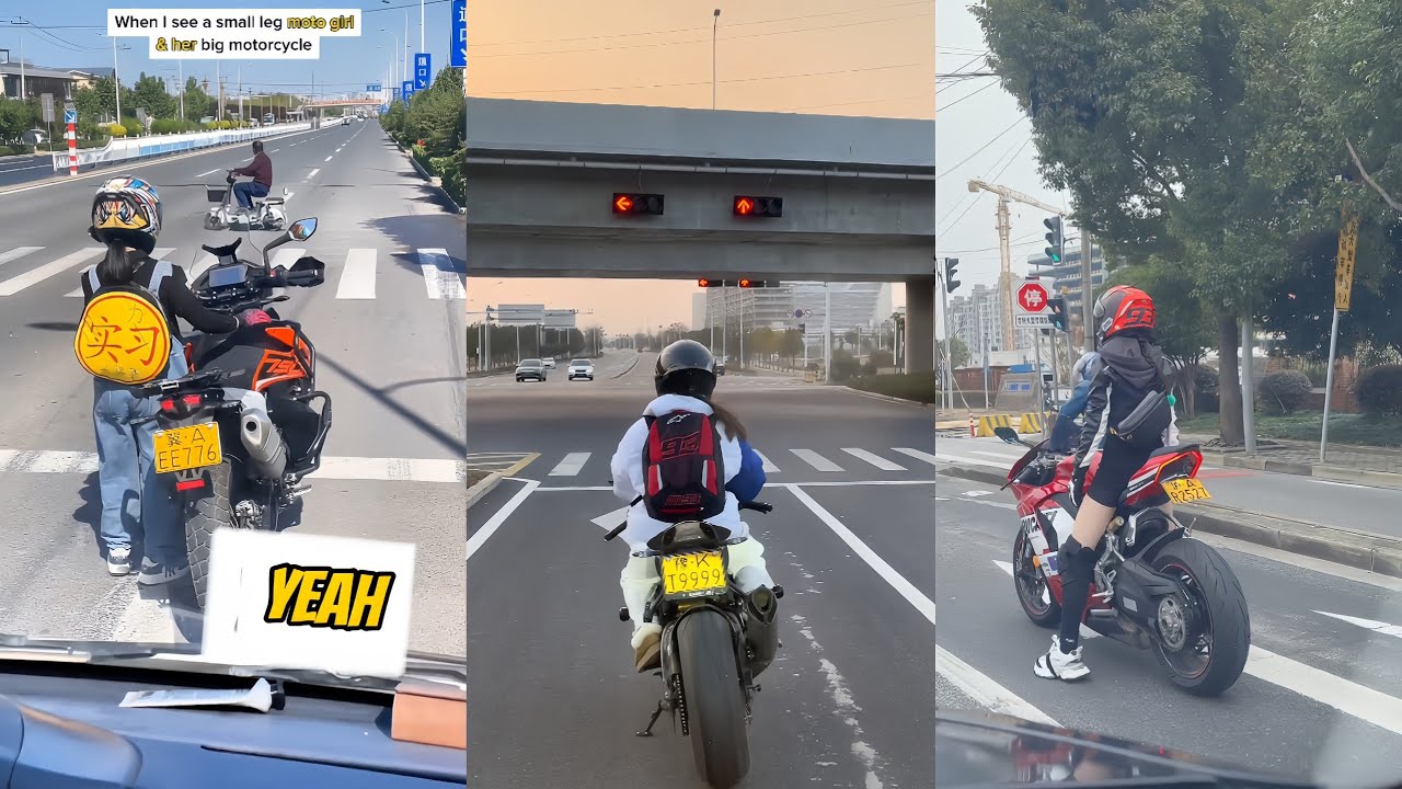 When you meet short leg moto girl 🥰😄#viral #funny #motovlog #top #motorcycle #cute #bikelover #fyp