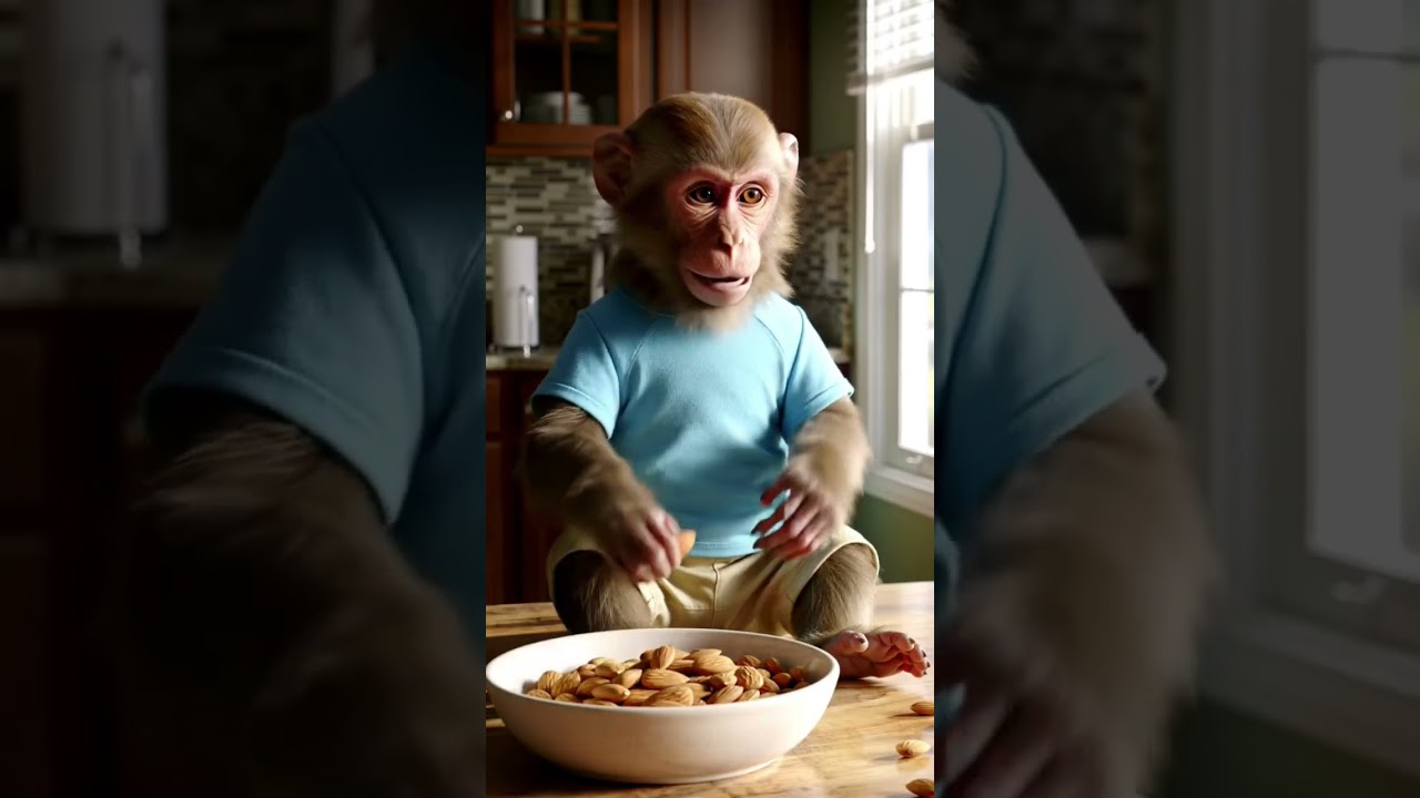good evening#BabyMonkey#RealisticMonkey #HumanLikeMonkey#CuteMonkey #MonkeyEatingAlmonds#FunnyMonkey