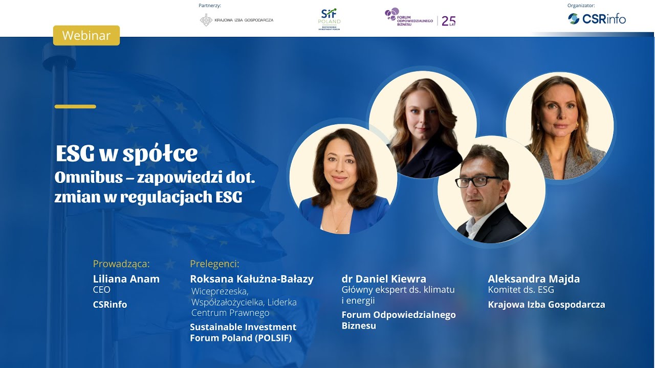 ESG W SP&Oacute;ŁCE. Zr&oacute;wnoważony rozw&oacute;j biznesu, a nowe regulacje UE: Clean Deal i Omnibus