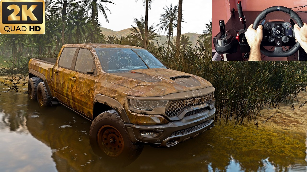 Rebuilding Hennessey RAM Mammoth 1000 6x6 TRX | Forza Horizon 5  Steering Wheel Gameplay