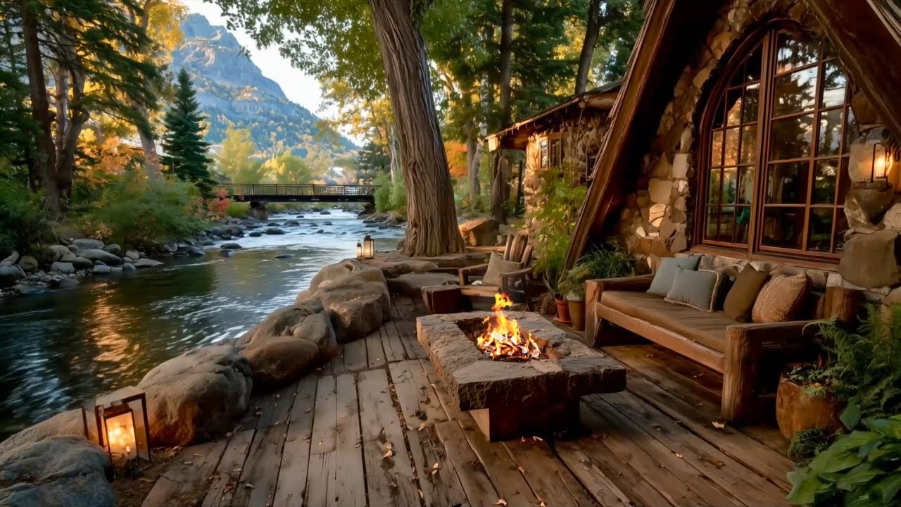 Forest Riverside Cabin | Relaxing Porch, Firepit, Nature Sounds & Soothing River Ambience