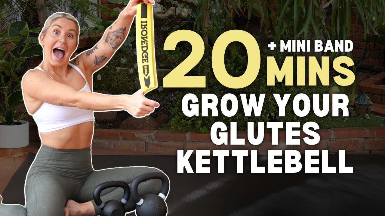 20 Min GLUTE STRENGTH | Mini Band & Kettlebell | NO REPEATS | Beginner Friendly 4K