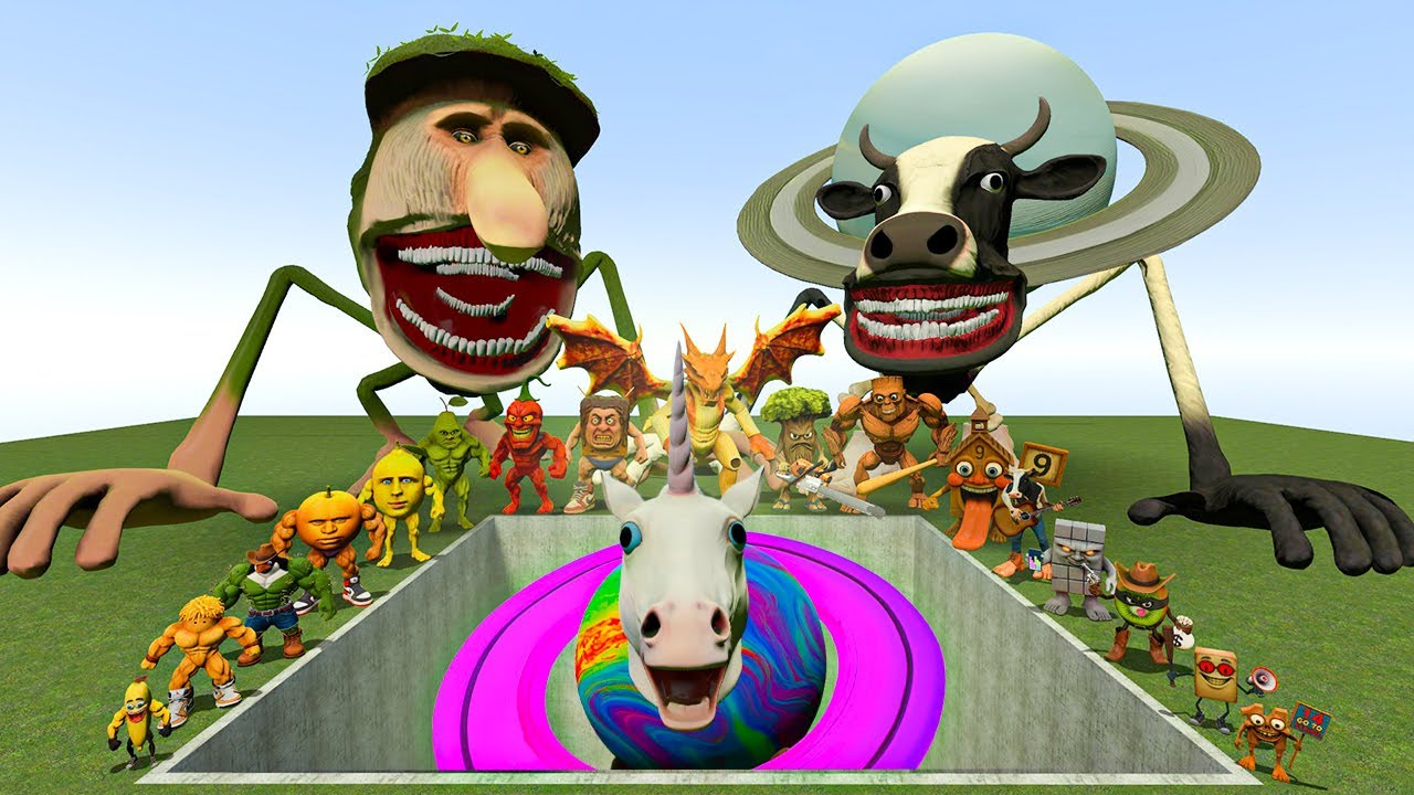 Italian AI Brainrot Memes vs Il Magic Unicornanus Bosses in Giant Pit &ndash; Gmod Chaos