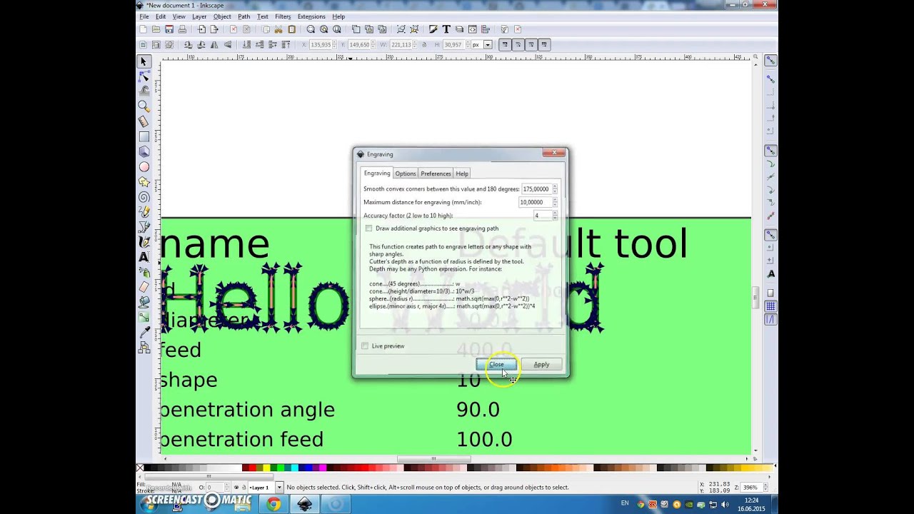 inkscape to gcode first steps then to openSCAM