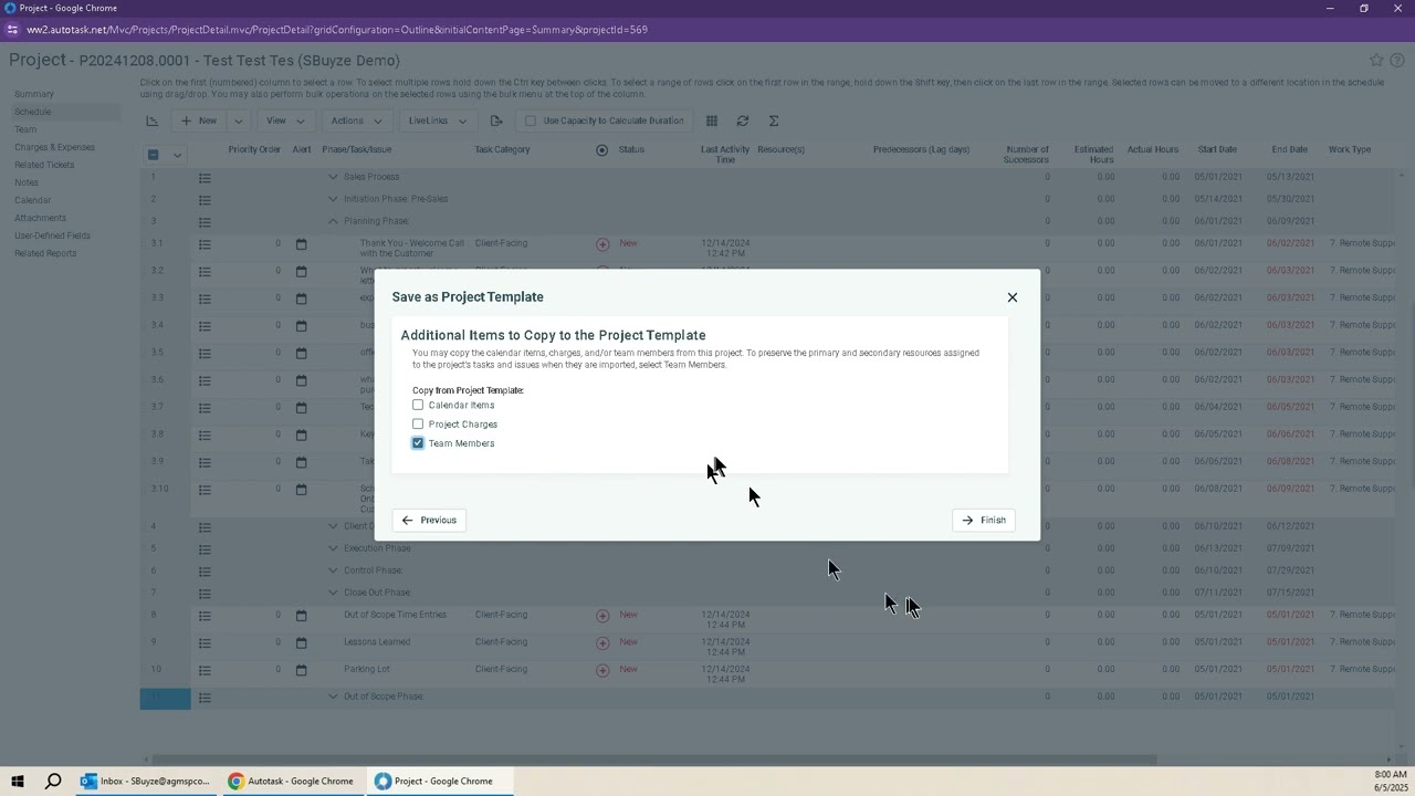 Moving Projects or Phases from One Account Project to Another in Autotask