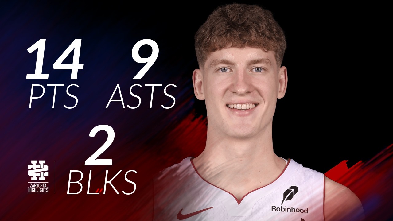 Kasparas Jakucionis 14 punkt&oacute;w 9 as&oacute;w 2 bloki przeciwko Wizards sezon 25/26