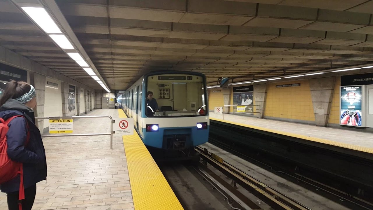 Sortie du métro de Montréal STM la ligne 4 jaune tout le trajet MR-63
