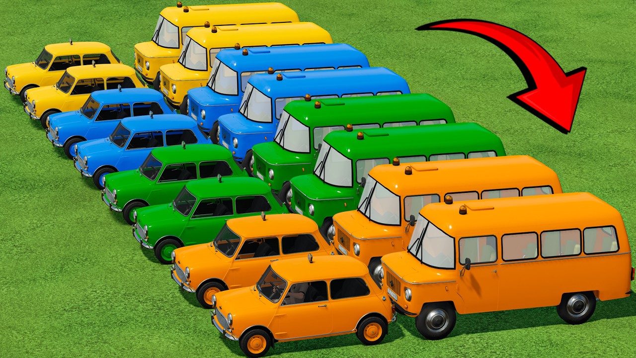 Transporting With Colors | Mini Cooper Vs Mini Bus Transport In Fs22 | Farming Simulator 22 