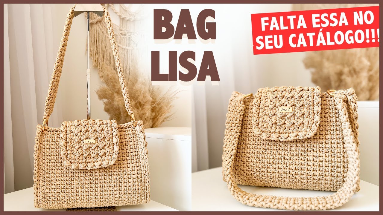Bolsa de Crochê Tendência feita com Fio Náutico Poliéster - Bolsa Lisa
