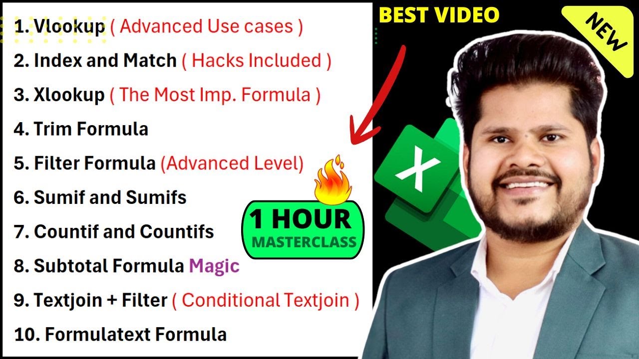 Formula of Vlookup, Index Match,  Xlookup,  Subtotal, Filter, Sumif, Countif, Trim, Textjoin etc.