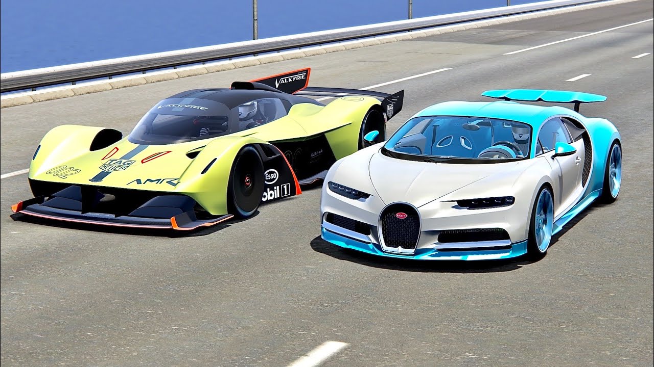 Aston Martin Valkyrie AMR Pro vs Bugatti Chiron - Drag Race 2KM