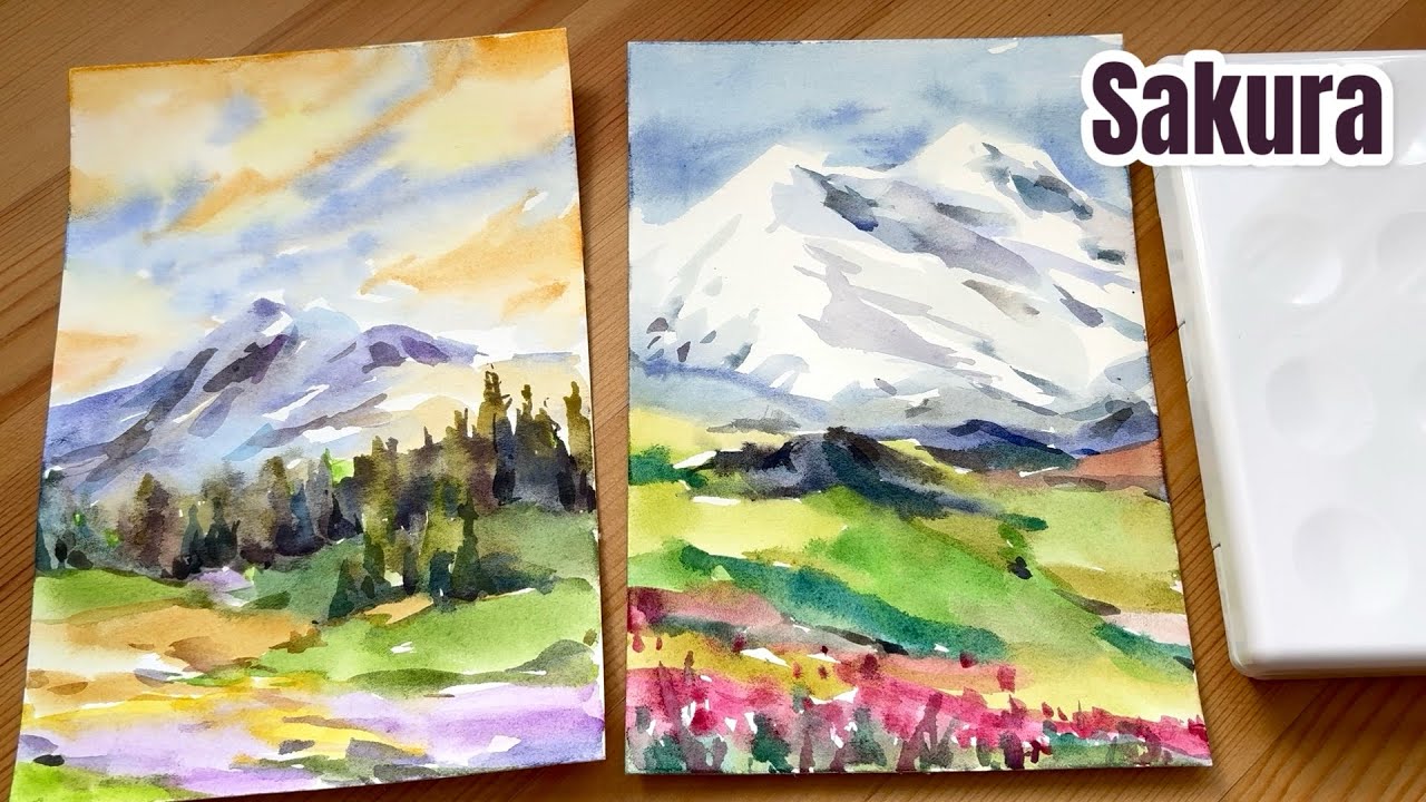 Sakura Watercolour 24 Set Unboxing, Swatching & Painting