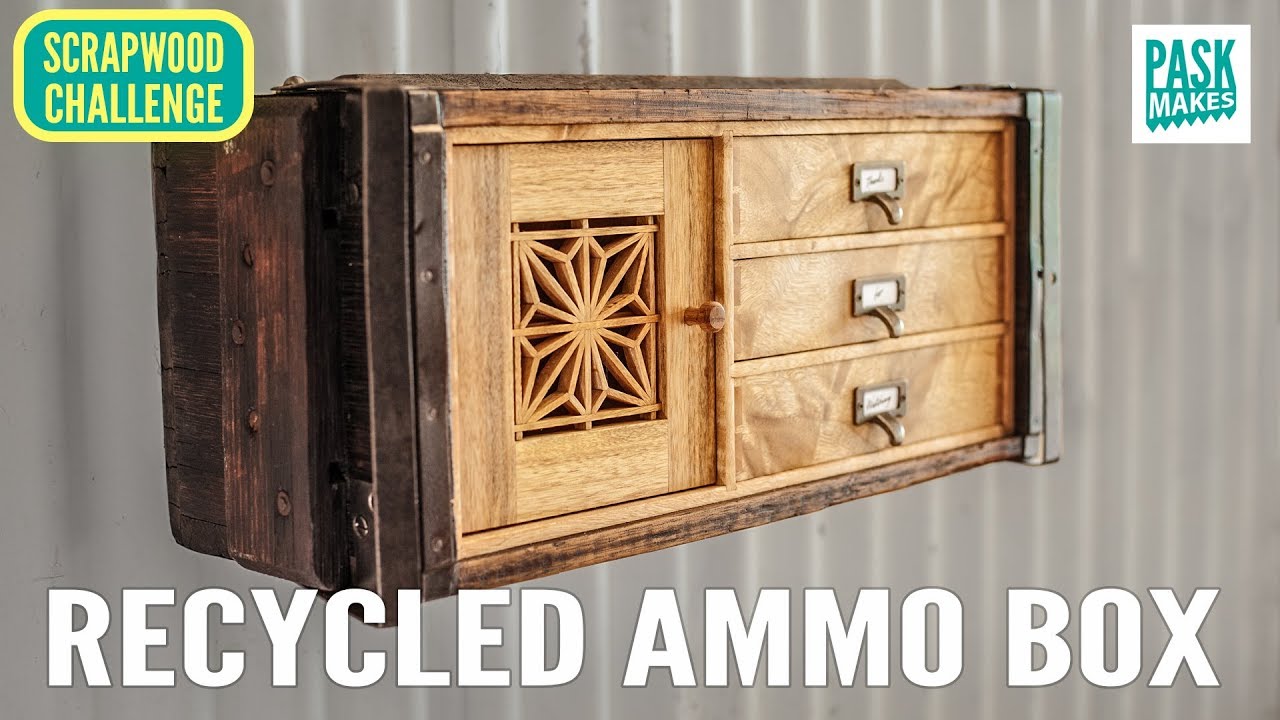 Wall Cabinet from Recycled Ammo Box - Scrapwood Challenge Ep26