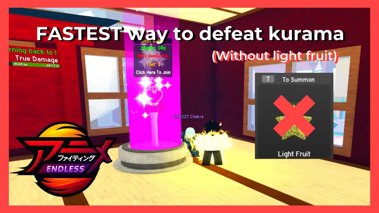  Fastest way to defeat Kurama *Without Light fruit* in Anime Fighting Simulator Endless