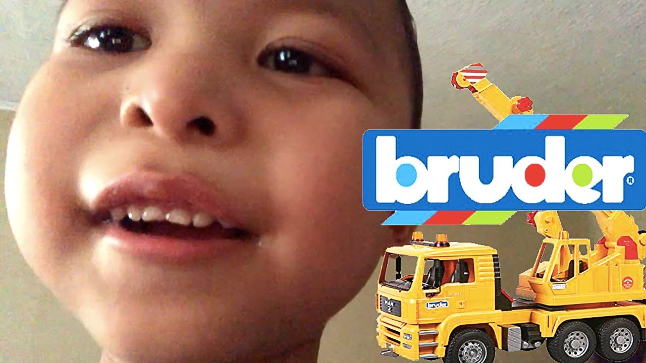 Little Julian Plays With His New Bruder MAN Crane Truck