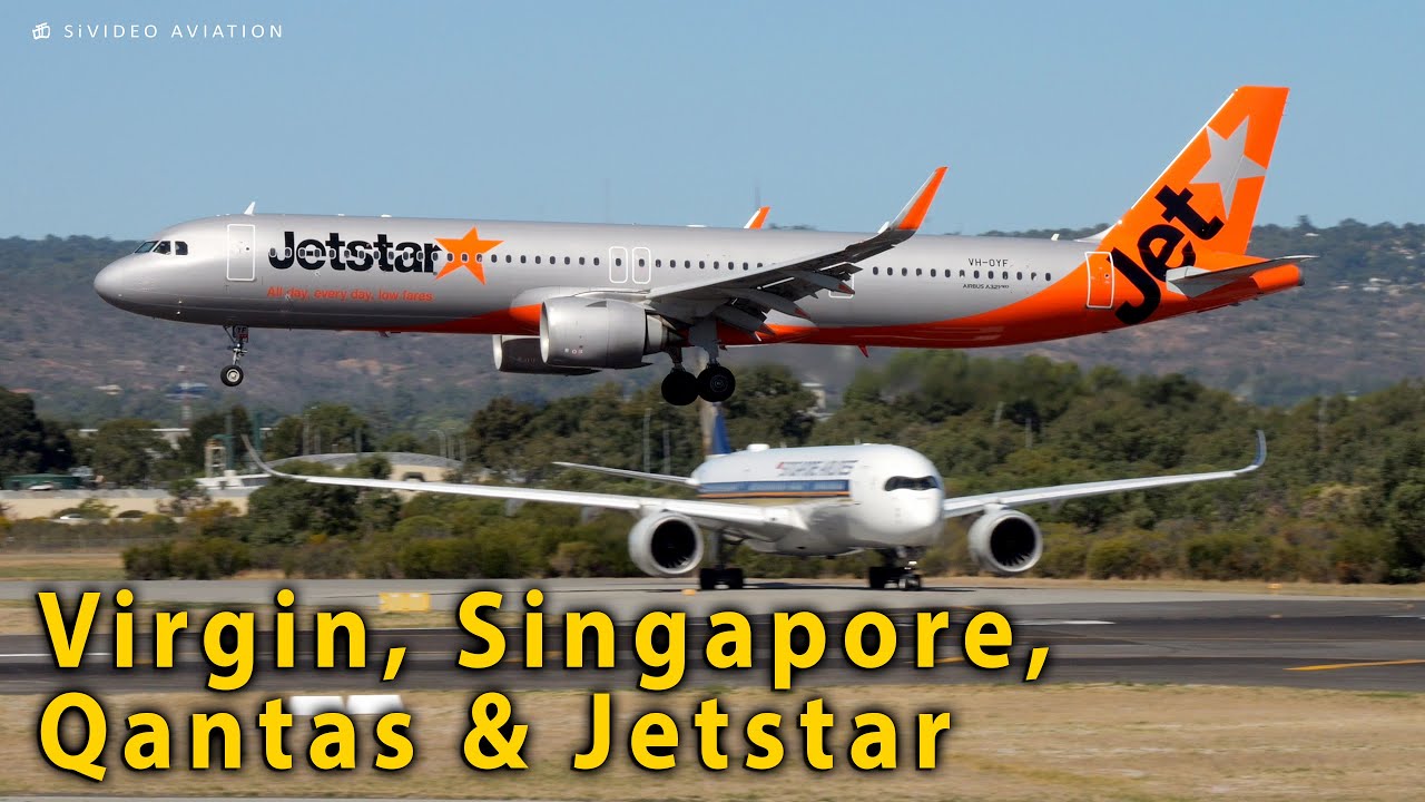 Virgin, Singapore, Qantas, QantasLink & Jetstar on RW03 at Perth Airport.