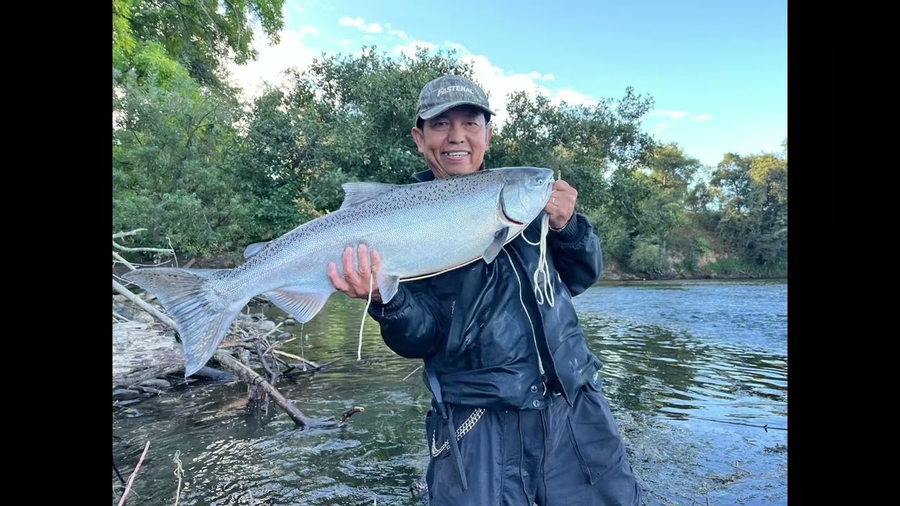 Salmon fishing on American River with friends 