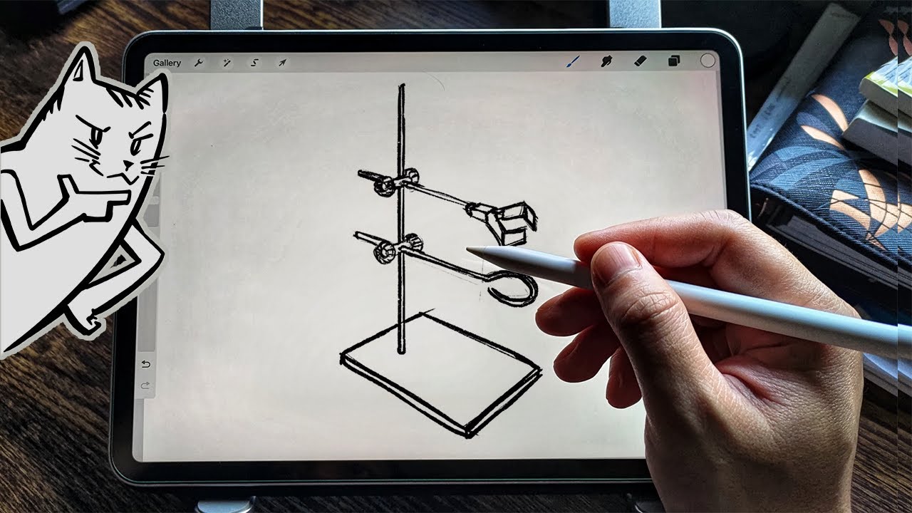 How to draw retort stand (with clamp & ring) 🧪