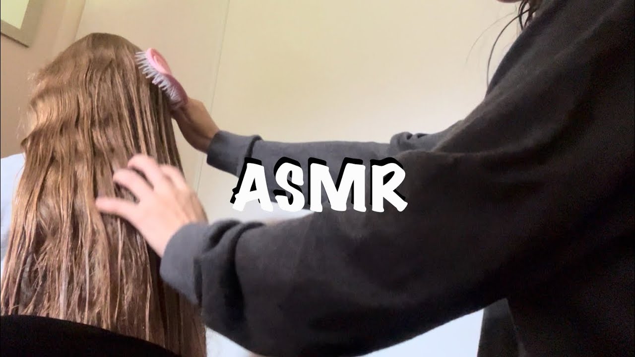 ASMR real person hair play and brushing /w sis