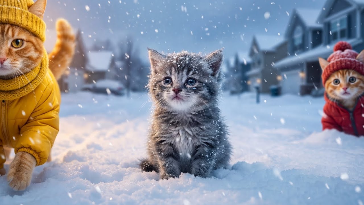 Lost Kitten Cryin’ in the Snow ❄️ Mama Cat & Two Kitties Come to the Rescue 😿🐾