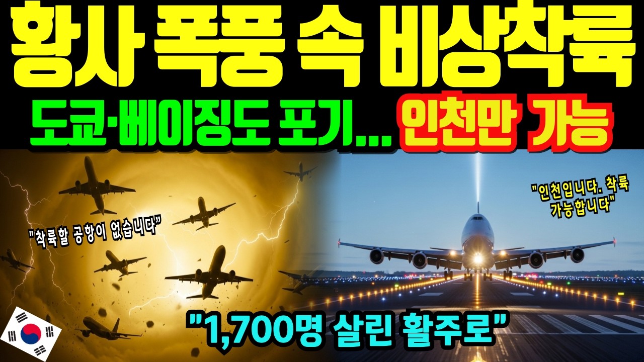 [해외감동사연]인천공항 비상착륙, 황사 폭풍 속 갈 곳 없던 비행기 7대…유일하게 한국 인천만 가능, 승객 1,700명 구했다