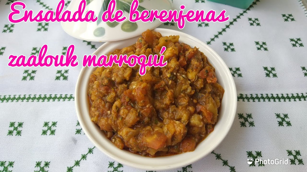 Ensalada de berenjenas asadas (zaalouk)típica de Marruecos y fácil de preparar para acompañar