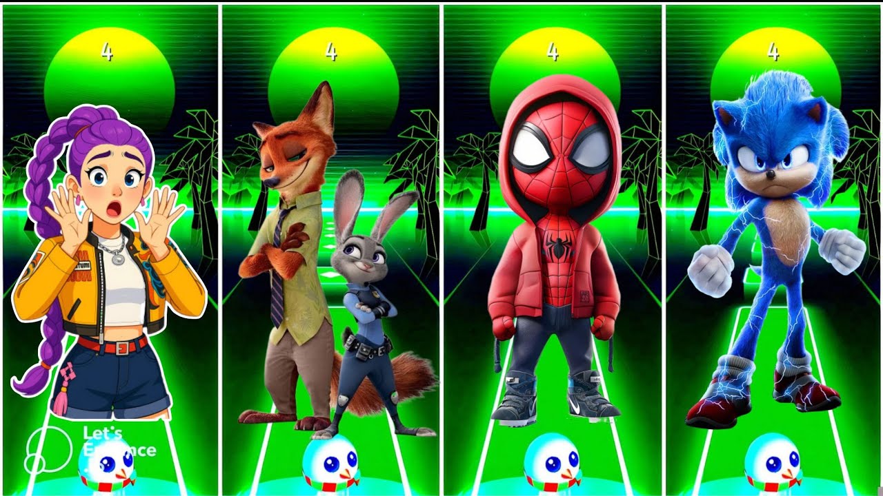 Zootopia 2 🆚 Kpop 🆚 Spidey  🆚 Sonc Coffin Dance Song (Cover) Tiles Hop EDM Rush🎶#24