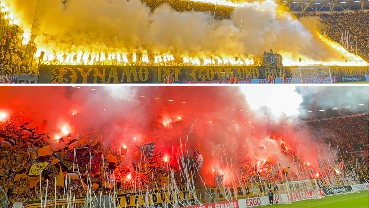 Dynamo Dresden | DFB Pokal 2024 -  Stadion Impressionen  mit Pyro und Fangesang 🖤💛