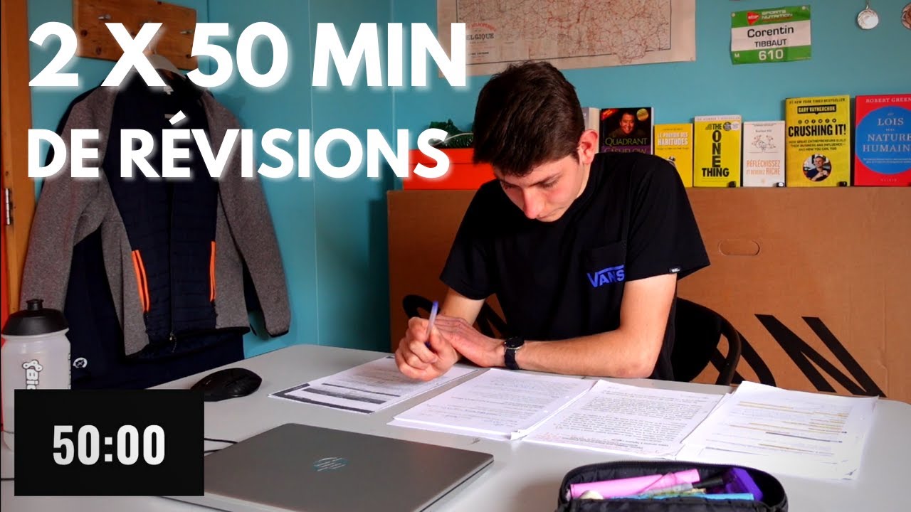 Study With Me 2 x 50 minutes (r&eacute;visions en temps r&eacute;el + musique apaisante)