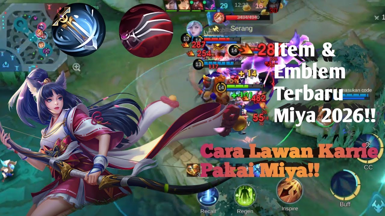 CARA LAWAN KARRIE PAKAI MIYA!! ITEM & EMBLEM MIYA 2026!! GAMEPLAY MIYA ~ MLBB