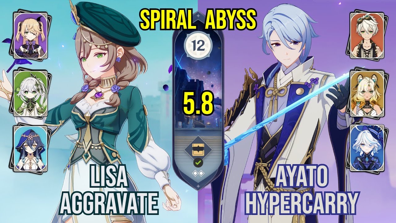 C6 Lisa Aggravate + C1 Ayato Hypercarry | Spiral Abyss 5.7 - 5.8 | Genshin Impact
