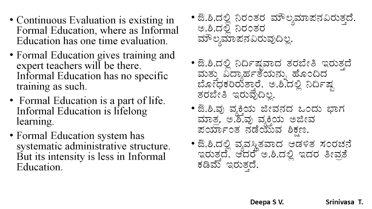 Difference between Formal and Informal Education