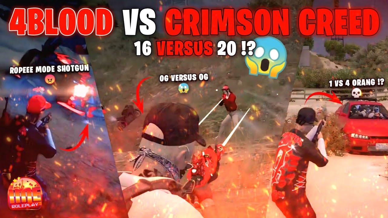 4BLOOD VS CRIMSON CREED 🔥 16v20 !? 💀 - GTA V ROLEPLAY #imeroleplay #ime