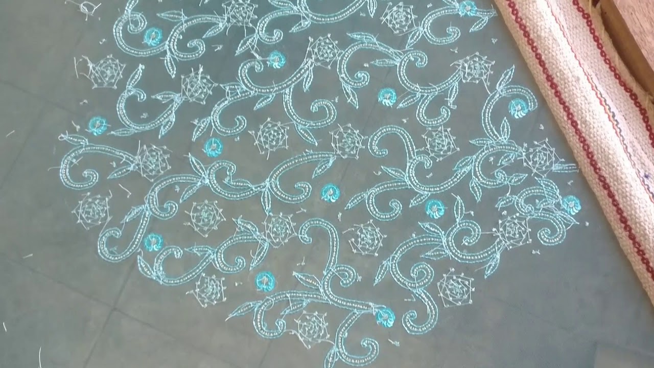 Beads and Sequins Embroidery work on a Beautiful Gown