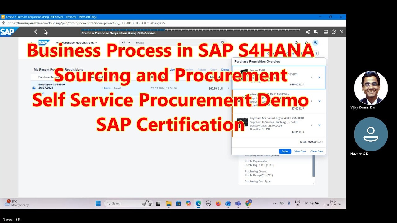SAP MM S4HANA|Business Process in SAP S4HANA Sourcing Procurement| Self Service Procurement Demo|