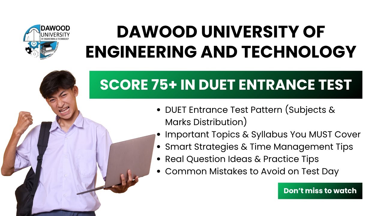 Get 75+ Score in Dawood University Entrance Test | DEUT Admission Test Guide | DUET Admissions 2025