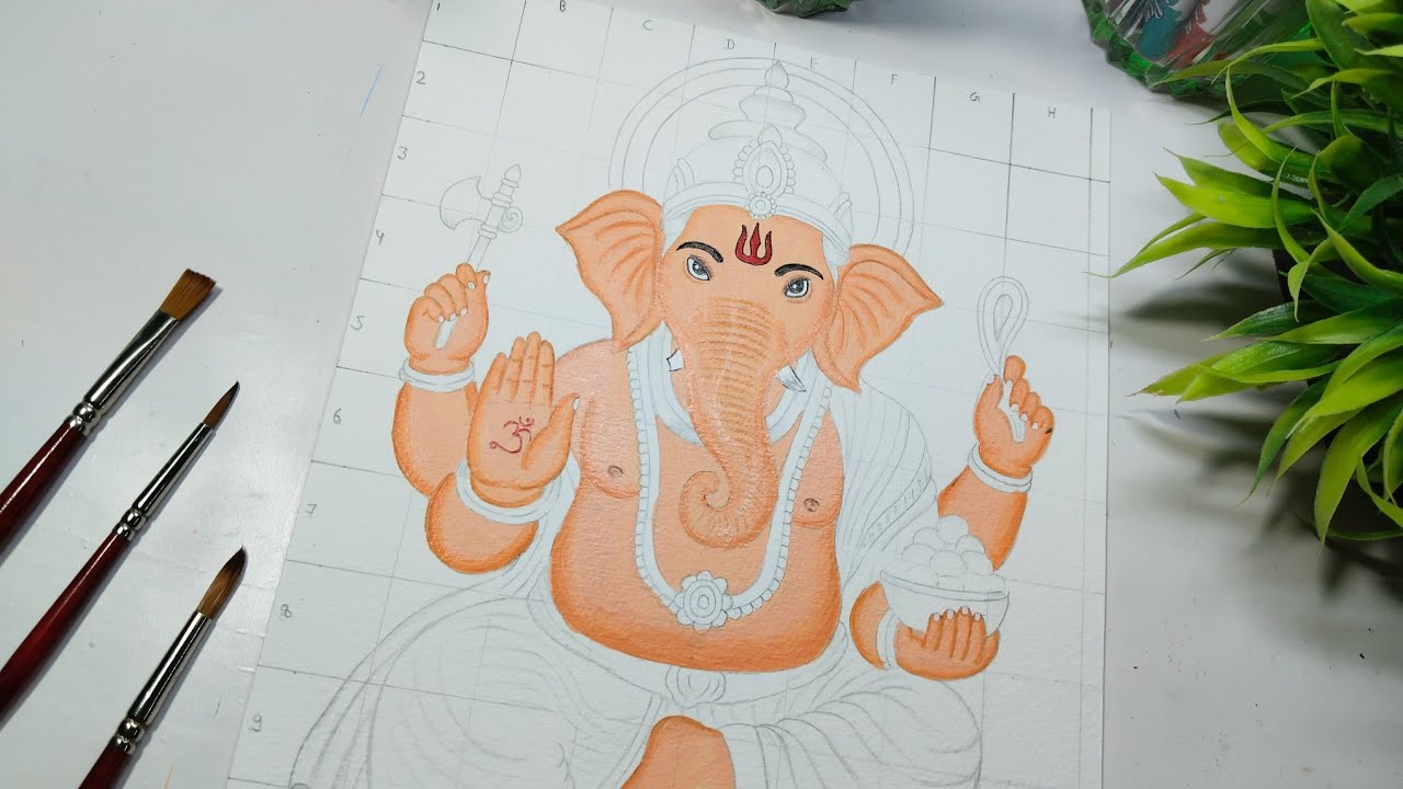 Ganesh Ji Drawing, Ganesh Chaturthi Special Drawing, Coloring Tutorial Part 01