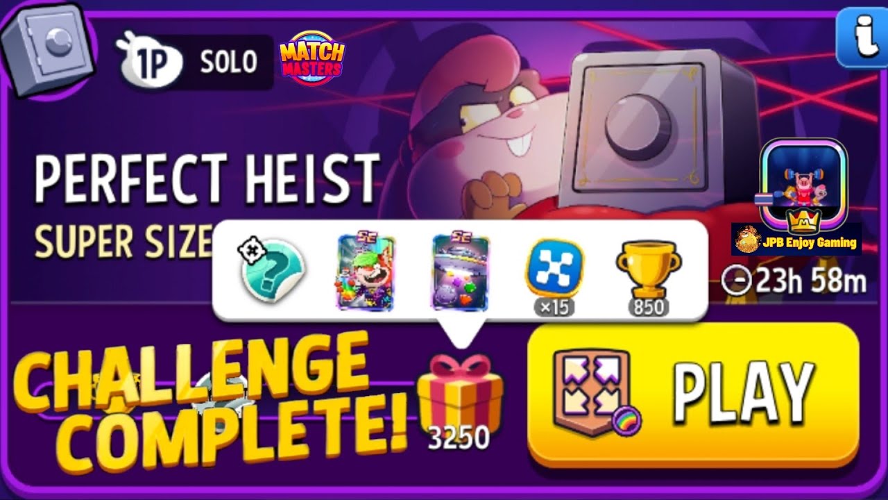 Super Sized+Rainbow Solo Challenge Perfect Heist/3250 Score /Match Masters
