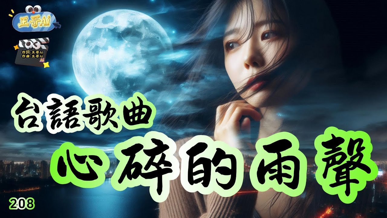 台語歌曲(208.心碎的雨聲)心碎的雨聲 歸暝落袂煞.為何你愈愛愈花愈快活.心碎的雨聲 滴佇心內痛.為何阮愈愛愈痛愈孤單 #王哥Ai #原創歌曲 #閩南語流行歌曲 #台語歌曲 #音樂 #ai歌手