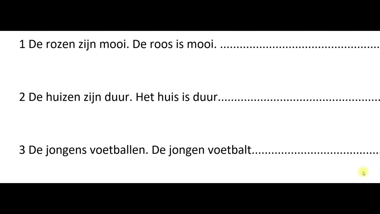 Oefeningen van meervoud naar enkelvoud in de zin.