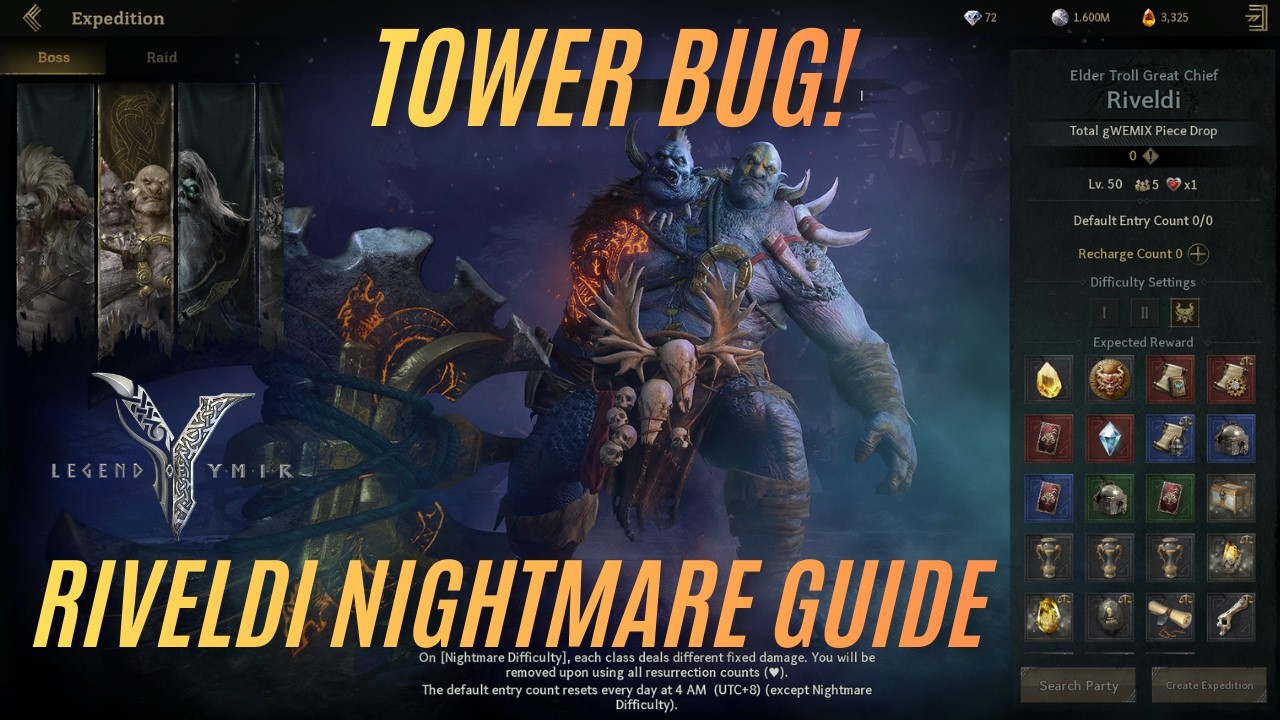 Riveldi Nightmare Guide (TOWER BUG) - Legend of Ymir