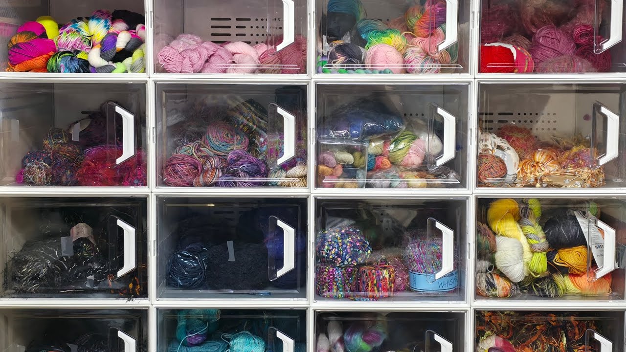 Trying to organize my yarn bins, man, it's a struggle!