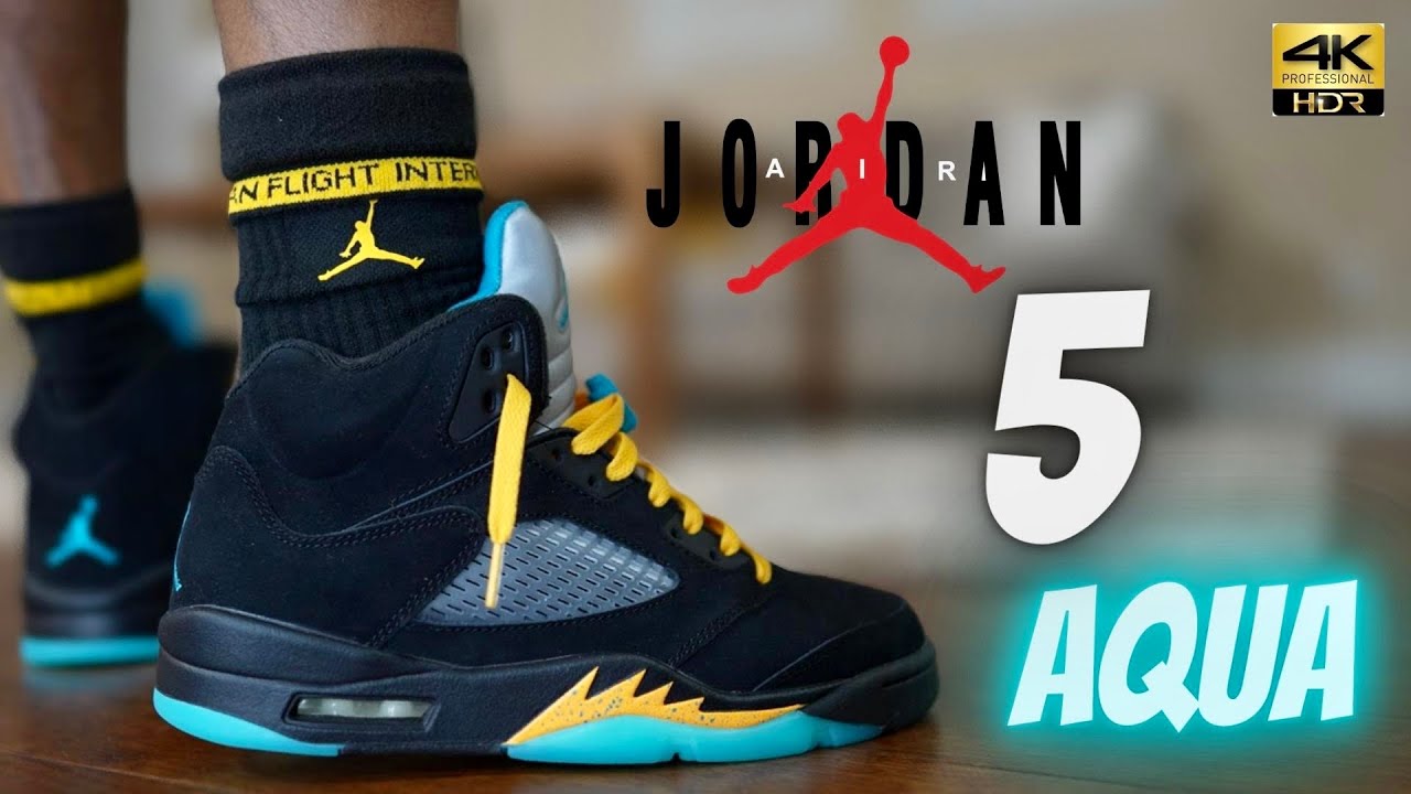 JORDAN 5 AQUA DETAILED REVIEW & ON FEET W/ LACE SWAPS!!