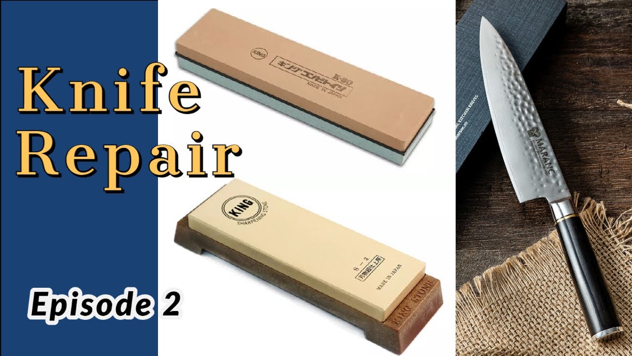 Chipped knife repair and sharpening with King Whetstones