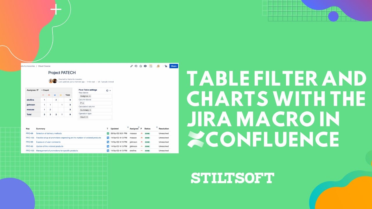 Table Filter, Charts & Spreadsheets with the Jira Macro in Confluence